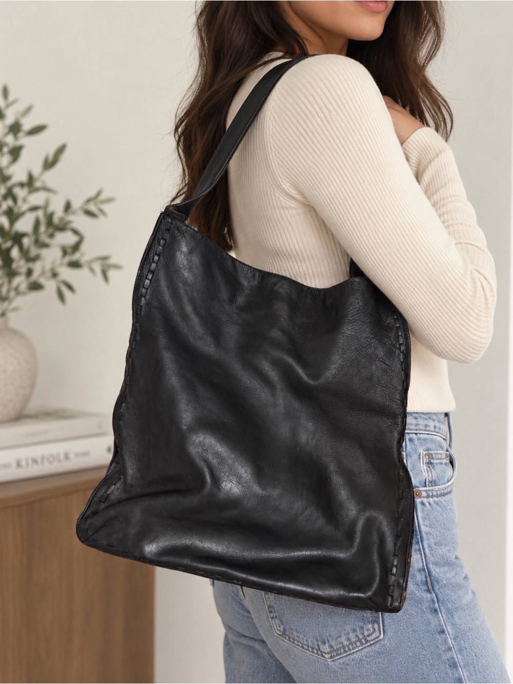 Vintage Coach West End Large Hobo 9466 Black Leather Whipstitch Y2K 2002